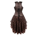 thumbnail image 3 of Grebrafan Corset Steampunk à Rayures sous-Poitrine avec Jupe Tutu Femme 2TG Brun, 3 of 4