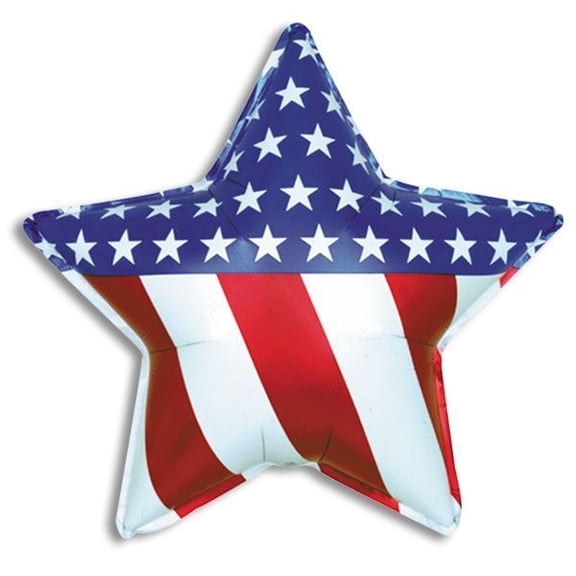 Kellis Shop Patriotic Star Shaped Flag Balloon (18 Mylar) Pkg1