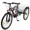 thumbnail image 1 of FICISOG Mountain Tricycle for Adults, 3 Wheeled 7-Speed Mountain Tricycle 24 inch 26 inch 27.5 inch Men's Women's Tricycles Cruiser Bike Featuring Disc Brakes, Cargo Basket,White&Red&Black, 1 of 11