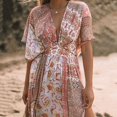 thumbnail image 5 of Vestido camisero con estampado floral de TEELYNN, vestido de baño para mujer, vestido playero vintage bohemio de gran tamaño, vestido largo de gasa para verano, 5 of 5