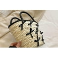 thumbnail image 2 of Kukuzhu Women Straw Tote Bag Cute Top-handle Handbag Summer Beach Bag Straw Rattan Clutch Bag with Bowknot Decoration, 2 of 7
