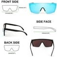 thumbnail image 4 of FEISEDY Oversized Rimless Mirrored Sunglasses for Women Men 2021 Flat Top Shield Wrap Square UV400 B2761…, 4 of 14