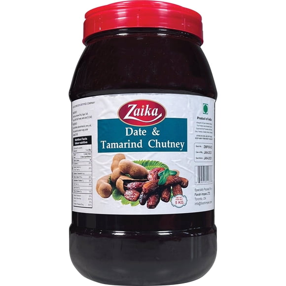 Zaika - Chutney aux Dattes et au Tamarin - 5 kg - 4 Ct - Saveur Sucrée et Acidulée pour Traiteur en Vrac (4 X 5 kg)