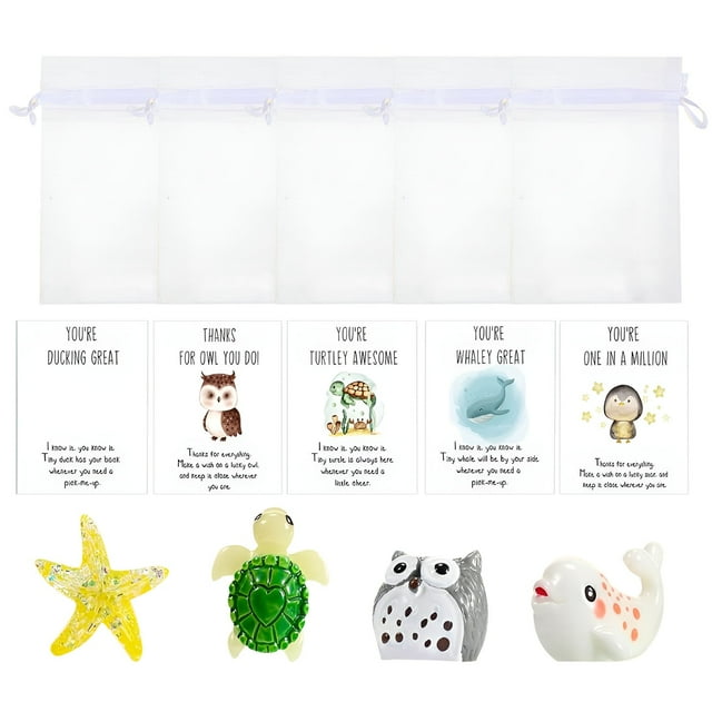 Tyeign Animal Pun Thank You Note Cards Set, Resin Turtle Owl Motifs for Coworkers Staff Appreciation, Inspirational Mini Greeting Cards Bulk Gift, A Note Card