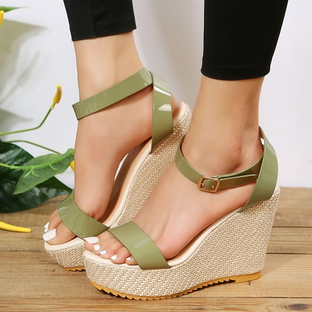 

Wedge Sandals for Women Gnobogi Women s Summer Casual Thick Bottom Buckle Sandals Fashion Platform Wedges Shoes Dresses For Women 2023 Green