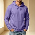 thumbnail image 4 of Men's Solid Color Pullover Hoodie, Drawstring Long Sleeve Loose Fit Casual Daily Fall Sweatshirt with Front Pocket Purple L, 4 of 5