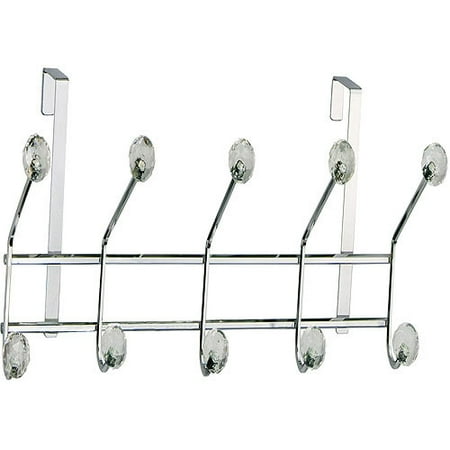 Elegant Home Fashions 5-Hook Over-the-Door Storage Unit, Clear Acrylic Jewel/Chrome