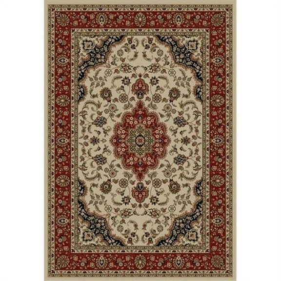 Barclay Medallion Kashan 6 ft. 7 in. x 9 ft. 6 in. Rectangular Area Rug in Ivory