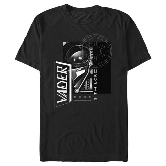 Men's Star Wars: Obi-Wan Kenobi Darth Vader Grayscale Portrait with Empire Logo Graphic Tee Black 2X Large