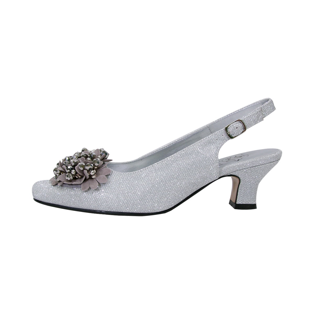 Floral Women's Natalie Extra Wide Width Metallic Flower Bow Slingback