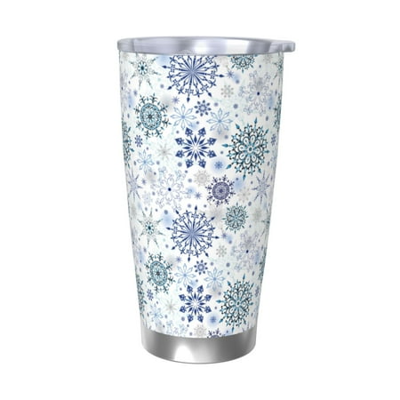 

Goofa Retro ice blue snowflakes for 20 oz Skinny Tumbler Stainless Steel Coffee Mug Slim Vacuum Insulated Travel Cup Car Cup-Without Straw