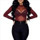 thumbnail image 1 of Camiseta de Larga Ajustada con Cuello Alto y Elástica Ultrafina para Mujer. Tops Transparentes. Vino Tinto S, 1 of 7