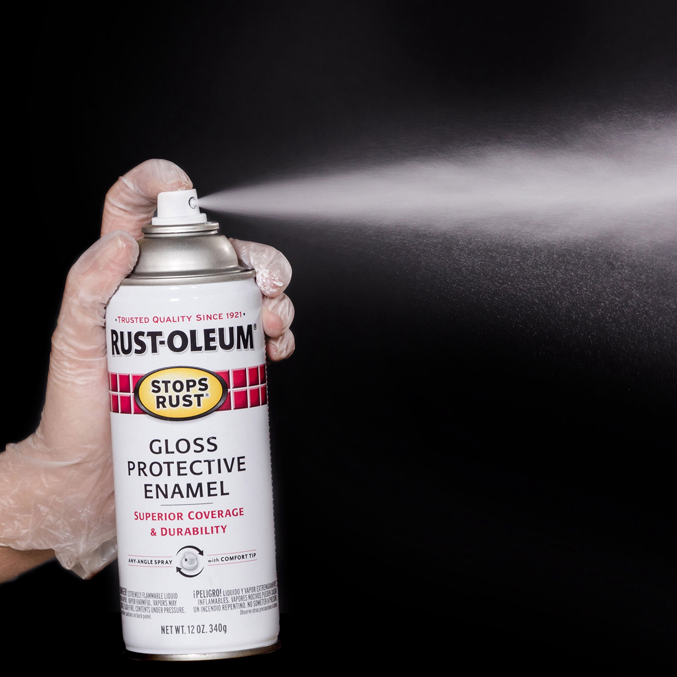 White, Rust-Oleum Stops Rust Gloss Protective Enamel Spray Paint, 12 oz, 6 Pack
