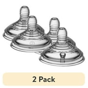 (2 pack) Tommee Tippee Natural Start Baby Bottle Nipples, Medium Flow, 3+ Months, Breast-like for a Natural Latch, Anti-Colic Valve, Soft Silicone, Pack of 2