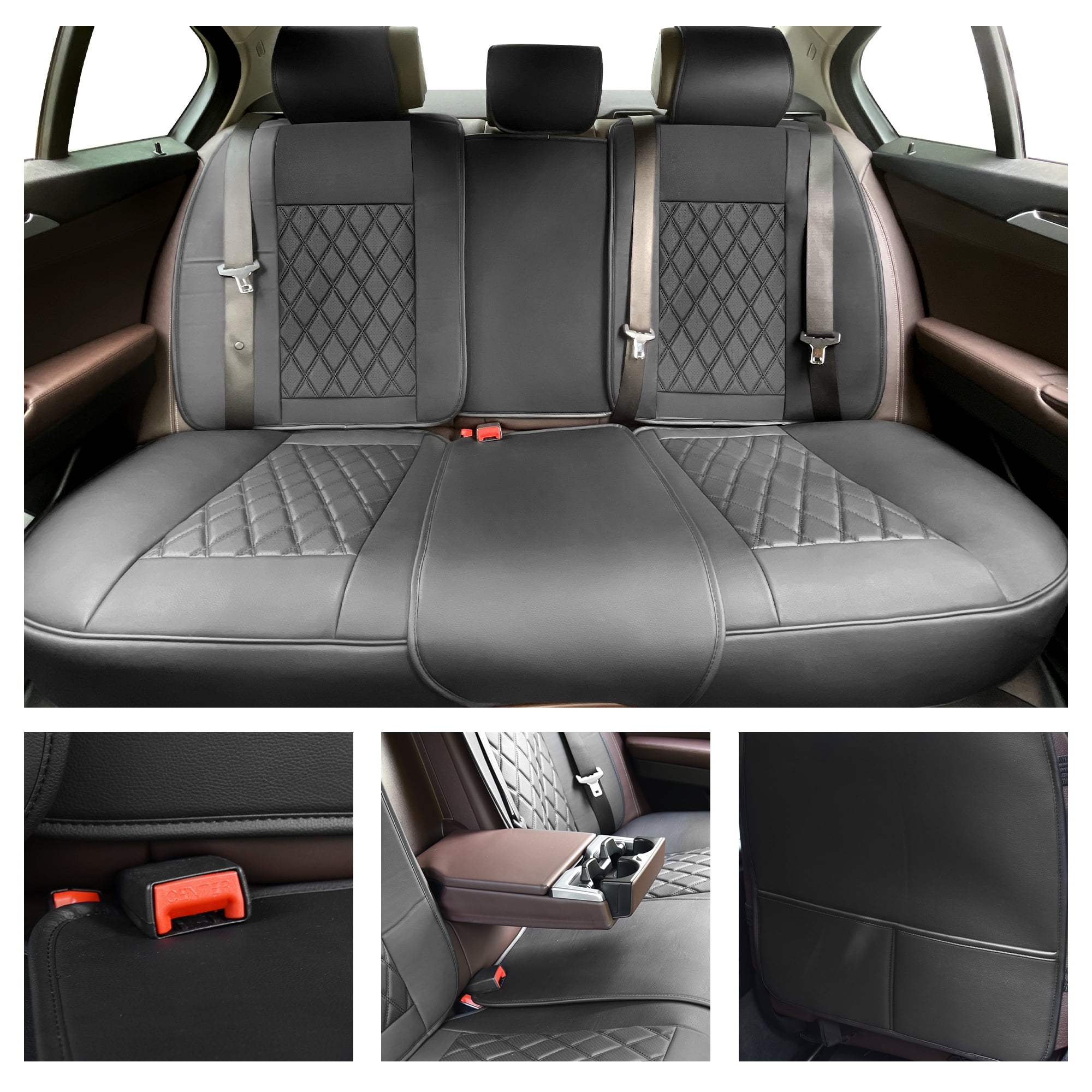 Elantrip Black Luxury Diamond Design Leather Car Seat Cover, Waterproof and Non-slip, for SUV, Truck, Car Cover