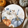 thumbnail image 2 of Fall Round Placemats Set of 4 Blue White Pumpkin Place Mats Thanksgiving Woven Placemat Autumn Eucalyptus Leaves Flower Circle Braided Table Mat for Kitchen Dining Table Party Home Decor 15 Inch, 2 of 9