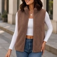 thumbnail image 5 of Karight Women's Fleece Vest Zip Up Stand Collar Sleeveless Lightweight Winter Warm Coat with Double-Sided Sherpa, 5 of 7
