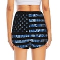 thumbnail image 3 of Picia Navy Camouflage American Flag Pattern Women's 2 in 1 Athletic Running Shorts High Waisted Workout Casual Gym Sweat Shorts with Comfy Liner Zipper Pockets-X-Large, 3 of 9