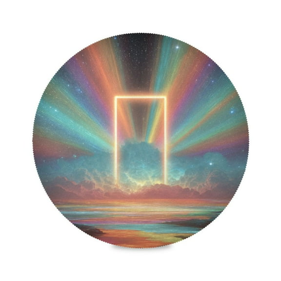 Round Placemat Heat Resistant & Wrinkle-Free Dining Table Decor Placemat For Home & Weddings Glowing Neon