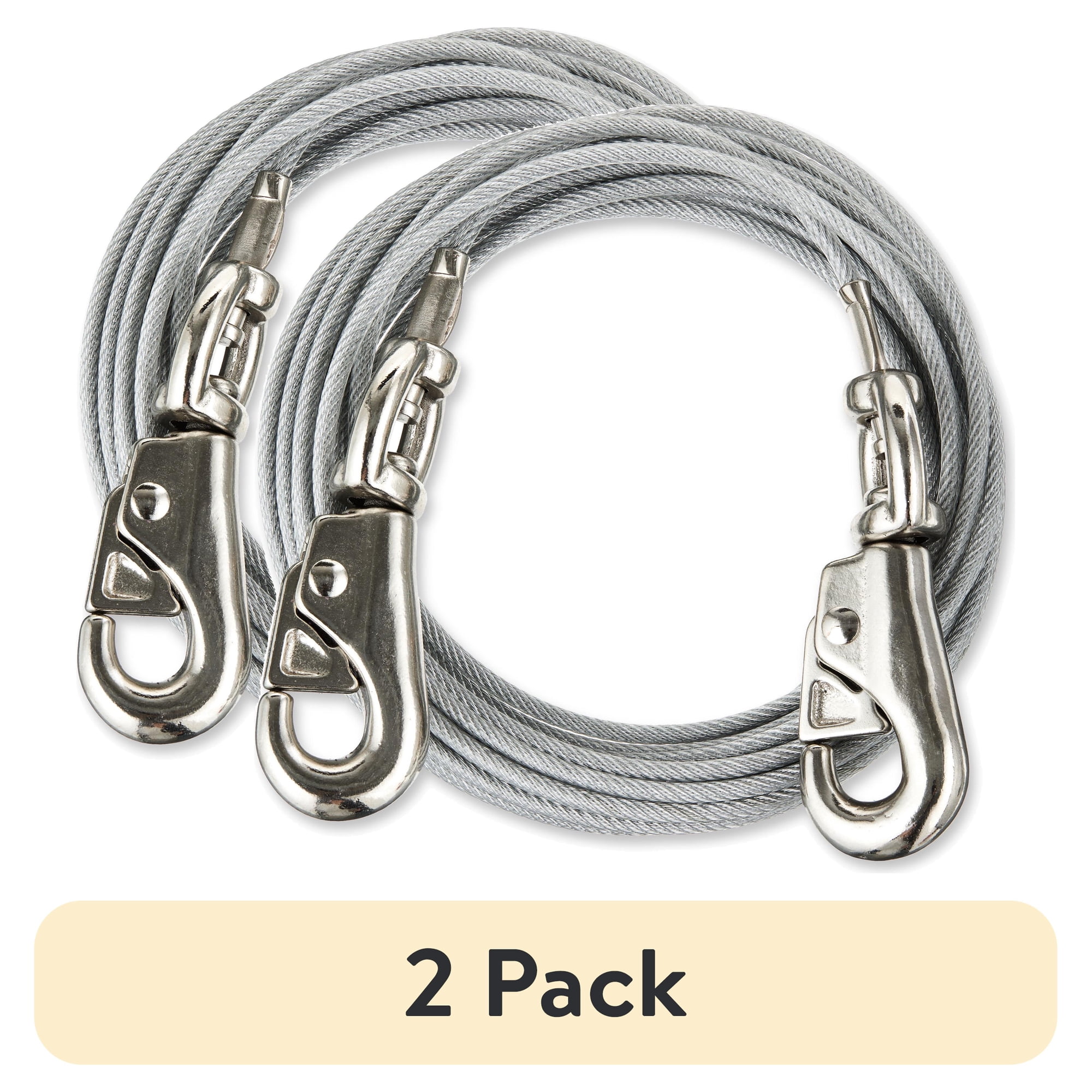(2 pack) Vibrant Life Ultra Durable Reflective Vinyl-Covered Tie-Out Cable for Dogs, L, 25'