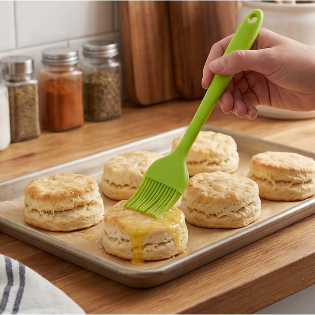 ZZkhGO 5-Piece Silicone Baking Utensil Set, Non-Stick Kitchen Tools with Spatula Whisk Brush, Heat-Resistant Oven Safe Cooking Accessories for Baking, Green