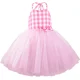 thumbnail image 4 of Disfraz de película Barbi para niñas, vestido de tul con tutú de princesa a cuadros rosa para niñas pequeñas, ropa de fiesta de cumpleaños y Halloween, 4 of 5