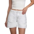 thumbnail image 3 of Women's High Waisted Denim Shorts with Patch Pockets Casual, 3 of 8