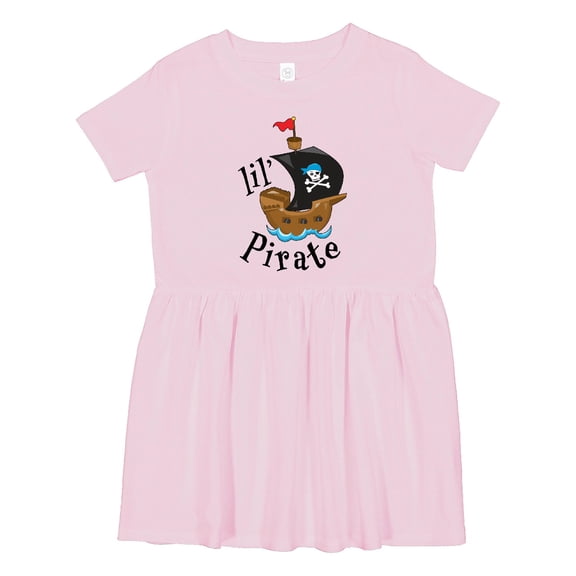 Inktastic Lil' Pirate Pirate Ship, Blue Bandana Girls Toddler Dress