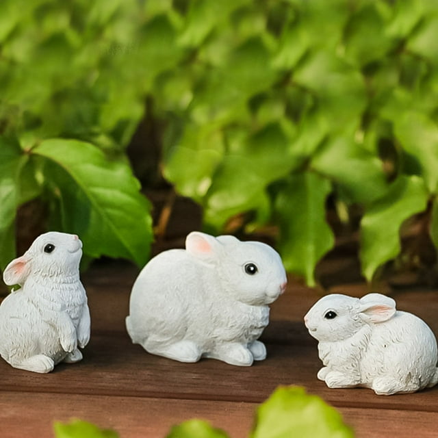Adornos de Pascua, regalos de Pascua, 3 piezas de conejito de Pascua, simulación de exterior, decoración de conejito, micro paisajes de jardín, decoración de conejito.