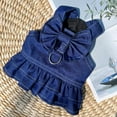 thumbnail image 6 of Pet Rt for Small Dogs and Cats, Blue Denim Style Adjustable Ruffle Dress with Bow, Comfortable Breathable Polyester for Fashionable Pets Year-round,Vsgery, 6 of 9