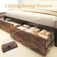 thumbnail image 4 of Fluest Queen Bed Frame with 2-Tier Storage Headboard, Metal Bed Frame with Storage Drawers & Built-in Charging Station & LED, Noise-Free, No Box Spring Needed, Easy Assembly, Retro Brown, 4 of 7