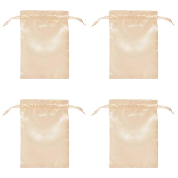 Satin Drawstring Gift Bags 12x15.7 Inch Champagne Gold Jewelry Pouches, Silk Favor Bags with Drawstrings for Wedding Bridal Shower Christmas Candy Party Celebration Storage 4PC