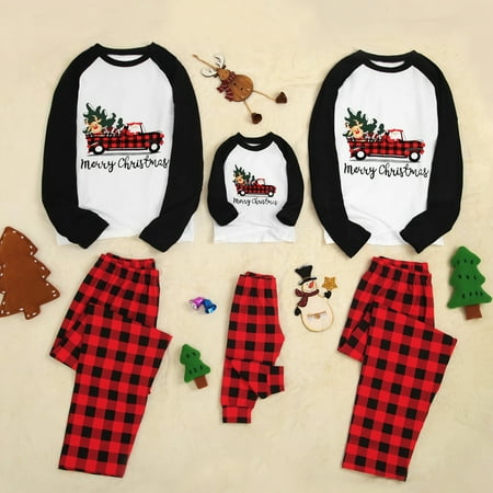 

Baozhu Family Matching Christmas Santa Elk Plaid Pajamas Set Adult Couple Kids Cotton Long Sleeve Holidy Jammies