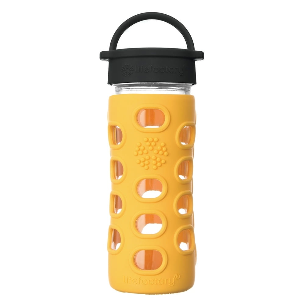 Lifefactory Glass Water Bottle with Classic Cap and Silicone Sleeve