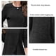 thumbnail image 5 of Camisa informal negra de cuello redondo con dobladillo irregular, talla XL, blusa de punto de manga larga con rayas verticales, 5 of 6