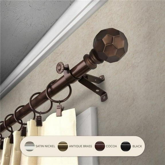 Central Design 4890-487 0.8125 in. Remi Curtain Rod with 48 to 84 in. Extension, Cocoa