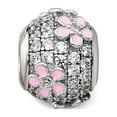 thumbnail image 3 of Reflection Beads Sterling Silver White CZ w/ Pink Enamel Flowers Round Charm, 3 of 6