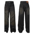 thumbnail image 2 of Men Loose Fit Jeans with Frayed Hem Washed Finish Slight Stretch for Casual Everyday Wear Durable Denim Pants Style, 2 of 17
