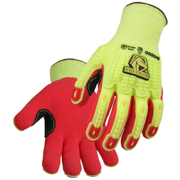 Black Stallion Red/yellow Nitrile-Coated Knit Gloves Xl