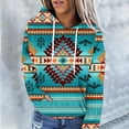 thumbnail image 1 of ICHUANYI Liquidación Sudadera con capucha de bolsillo de manga larga estilo étnico con estampado casual para mujer ICHUANYI WER202308256244, 1 of 5