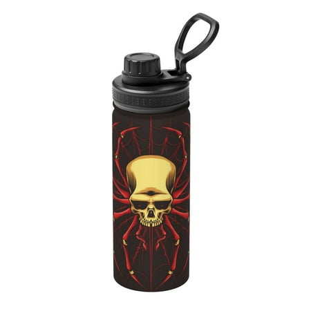 

Tebeau Red Skull Spider Print Water Bottle 18oz Sports Insulated Kettle Stainless Steel Outdoor Drinking Bottles Fashion Travel Cup
