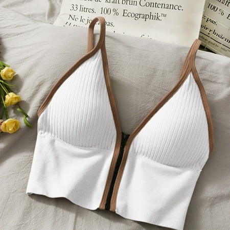 

Raeneomay Bras for Women Deals Clearance Deep V Zipper Chest Wrapped Seamless Sexy Rimless Vest