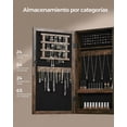thumbnail image 5 of SONGMICS Armario de joyería con cerradura con espejo, organizador de almacenamiento de joyas para ahorrar espacio, color marrón rústico, 5 of 5