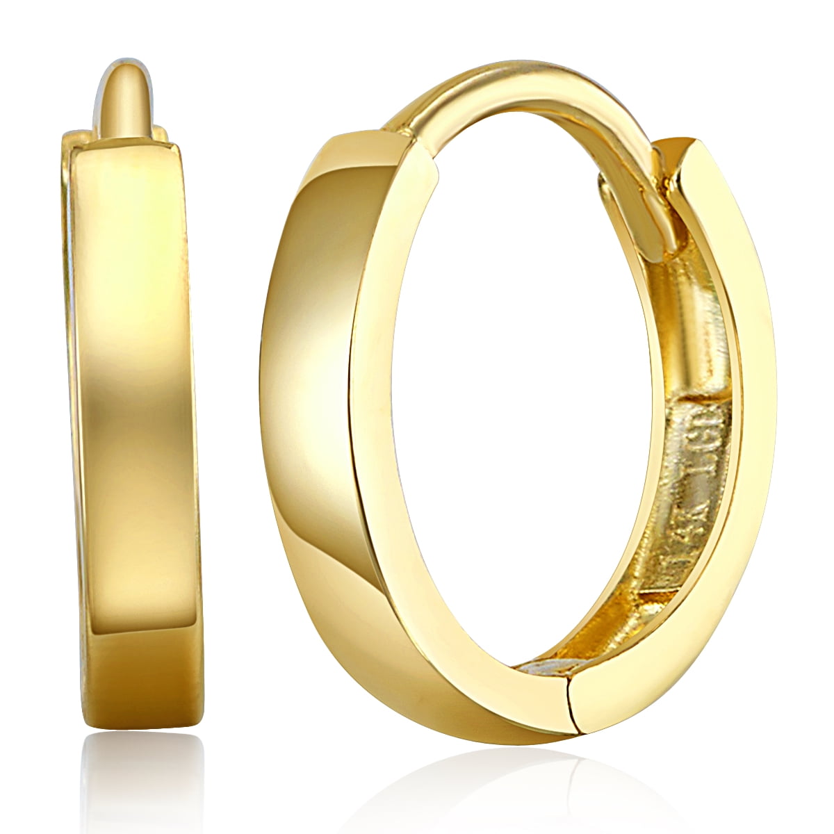 35 x 22 mm Wellingsale Ladies 14k Yellow Gold Polished Wired Oval Hoop Earrings