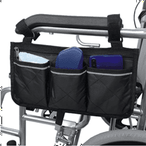 ZOUYUE Wheelchair Side Bag Waterproof Armrest Pouch for Newspaper Magazines Glasses Phones Tablets Portable Wheelchair Bag with Reflective Stripe Fits Walkers Rollators Scooters
