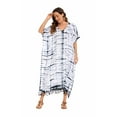 thumbnail image 4 of Beautybatik Grey Women Hippie Tie Dye Caftan Kaftan Loungewear Maxi Plus Size Long Dress 1X, 4 of 6