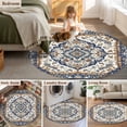 thumbnail image 5 of Round Rugs 5Ft, Orange Brown Southwestern Round Area Rug Washable Indoor Throw Carpet, Boho Traditional Ethnic Classical Soft Non Slip Circle Rug for Cabinet Bathroom Home Decor Aesthetic, 5 of 8