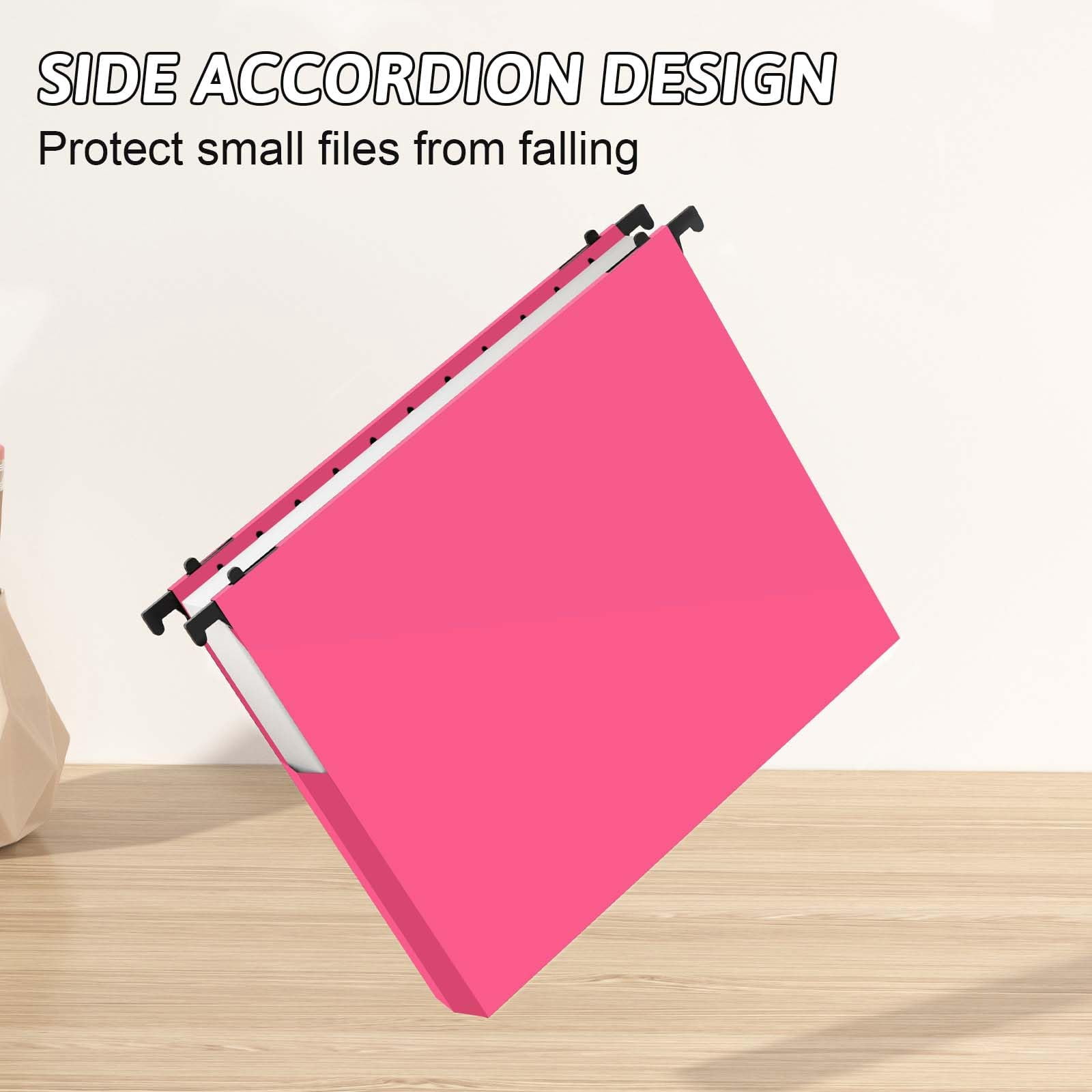 Plastic Hanging File Folders Expanding 12 Pack Extra Capacity Folder Letter Size 2 Inch Expansion Heavy Duty Adjustable Tabs Pink Designed For Bulky Files