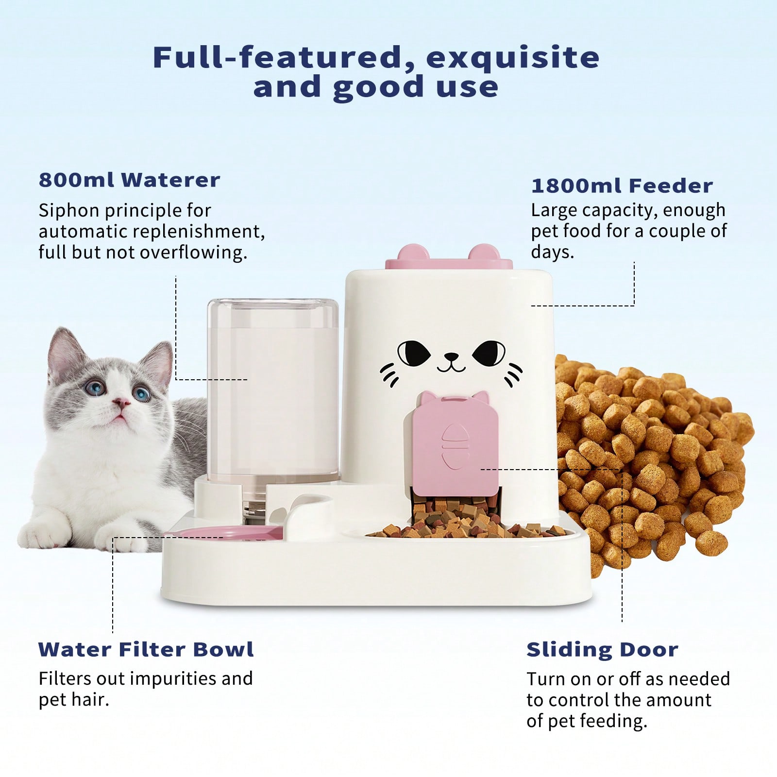 Automatic Cat Water Dispenser – 2-In-1 Large Capacity Drinking Fountain For All Cats, Available In Pink, Gray, Orange & Green