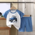 thumbnail image 2 of Leey-World Boys Pajama Shorts Set Toddler Short Sleeve Pajamas Set Boys' Sleepwear 6 9 12 18 24 Months short Sleeve Sleepwear with Pockets(Blue,5-6 Years), 2 of 3